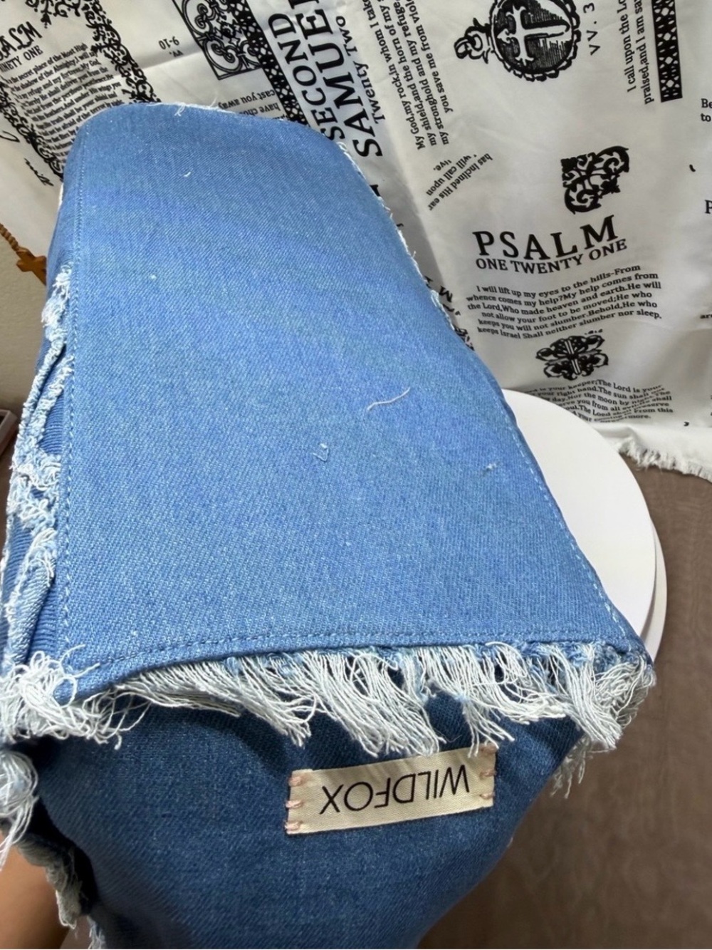 NWT Wildfox Denim Frayed Tote Bag - Blue - Picture 4 of 6